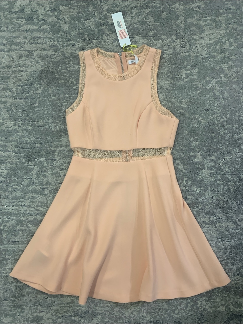 BCBG Blush Peach Lace-Trim Dress